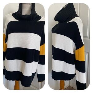 Alison Sheri Colorblock Cowl Neck Sweater